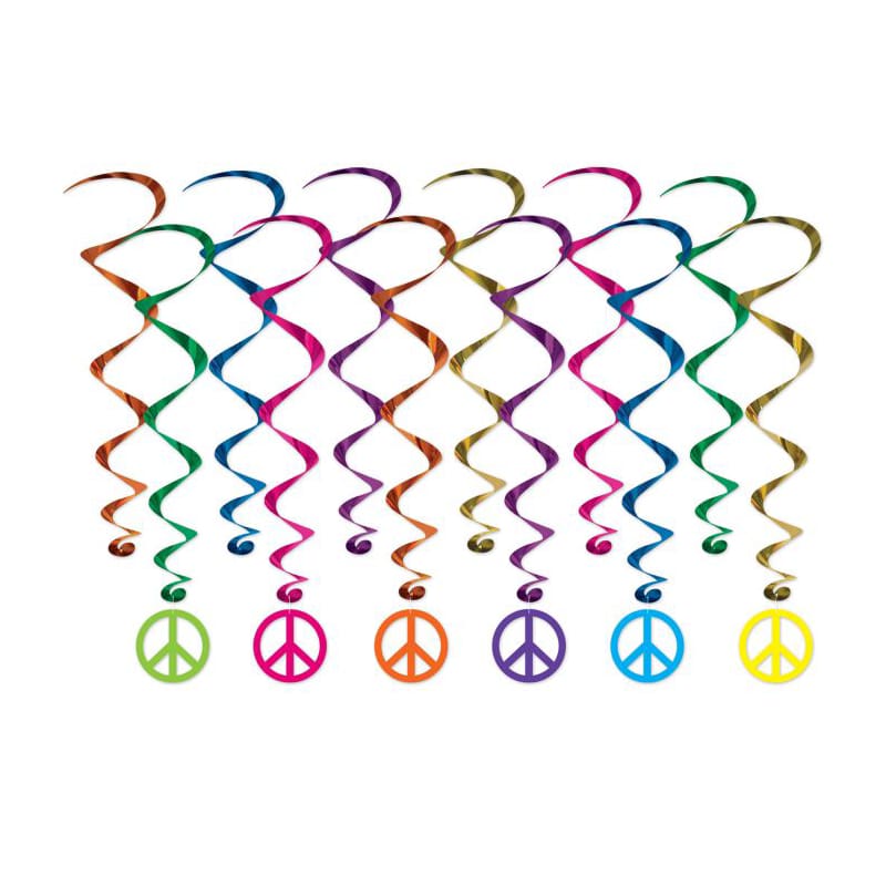 Hanging Swirls Peace Signs Pk12 NLA