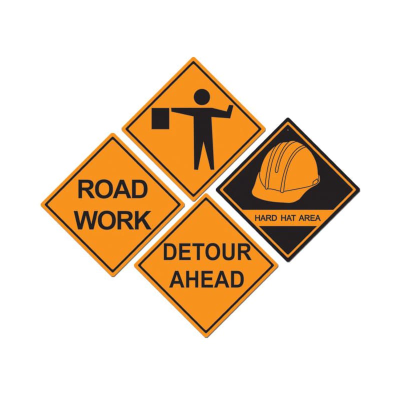 Cutout Construction Signs Pk4 NLA