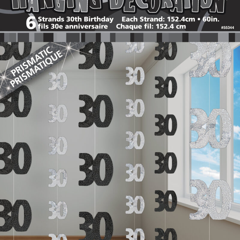 Hanging String 30th Black Silver Pk6 DNR