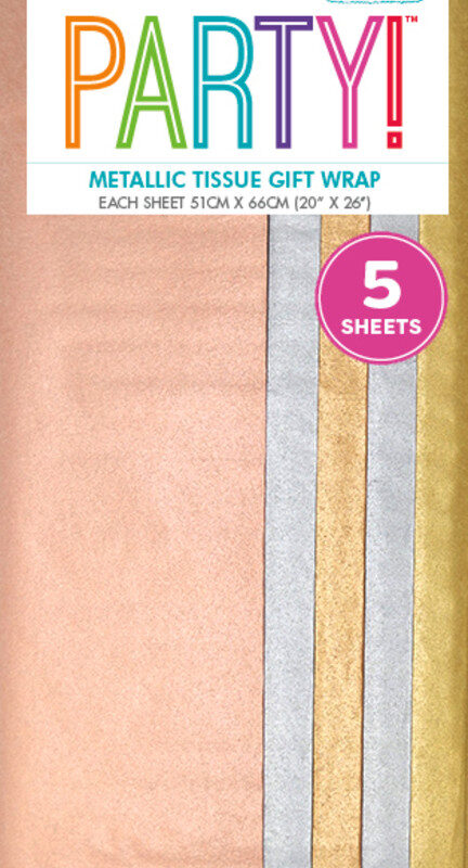 Tissue Sheets Metallic Assorted Pk5 DNR