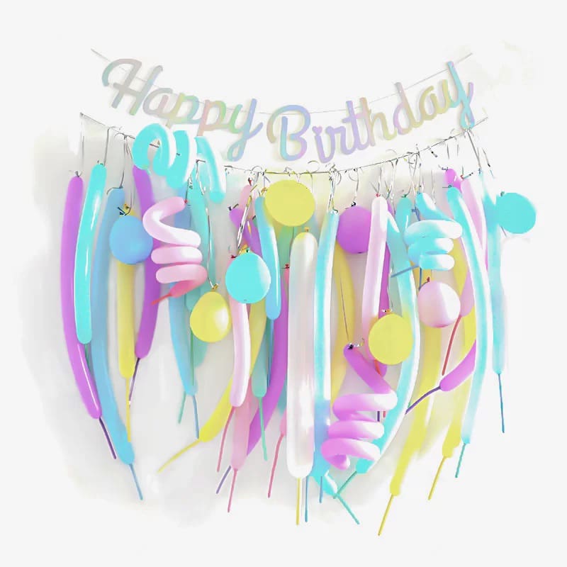 Balloon Banner Bday Kit Pastel Colours
