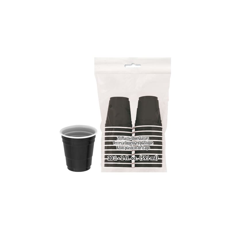 Shot Glass Plastic Black 59ml Pk20