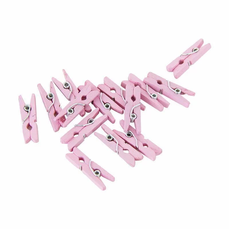 Pegs Wooden Mini Pink Pk24