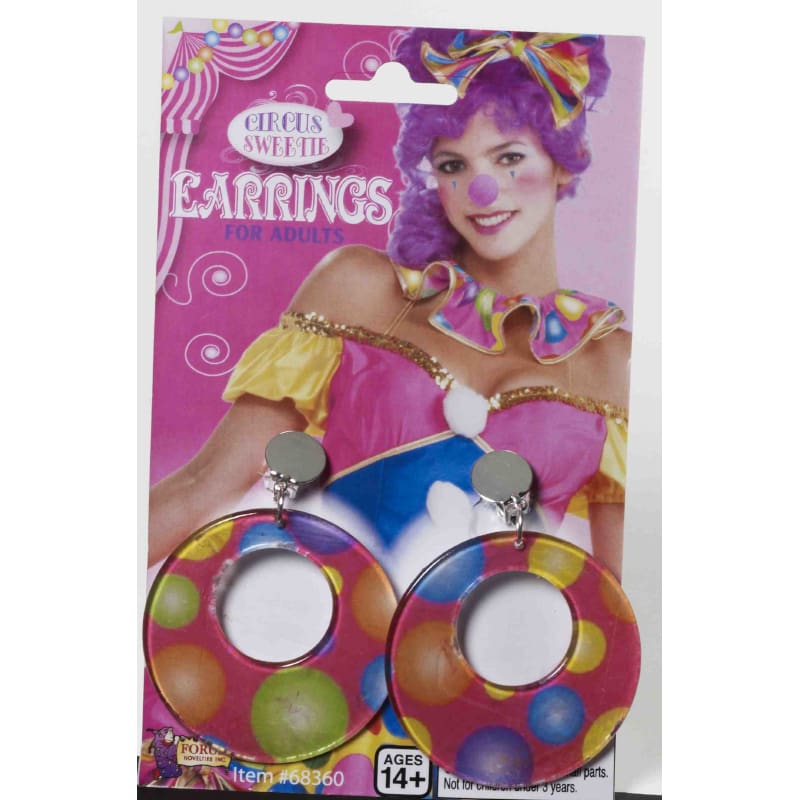 Clown Earrings Hoop Polka Dots DNR