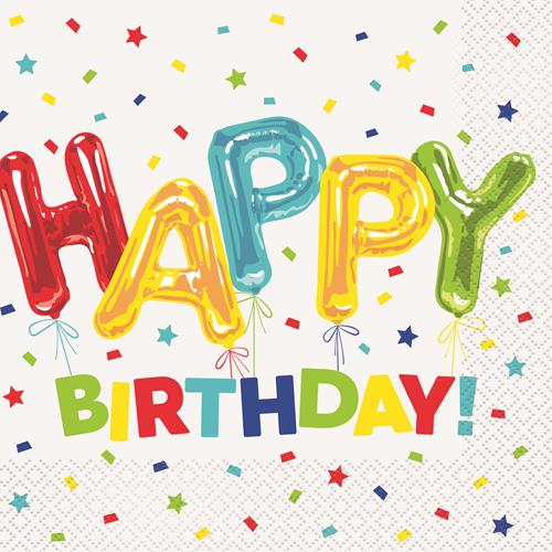Birthday Balloons Lunch Napkins Pk16 DNR