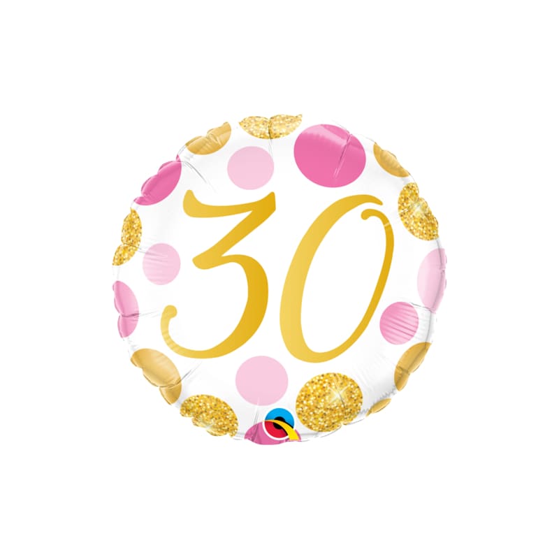 Foil 45cm 30 Pink & Gold Dots NLA