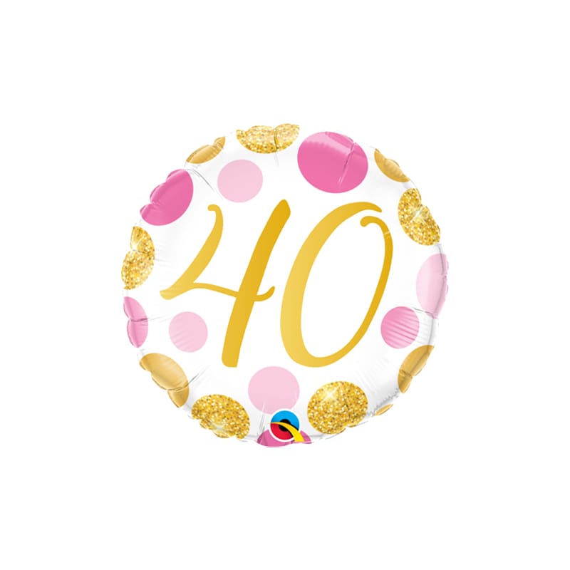 Foil 45cm 40 Pink & Gold Dots NLA