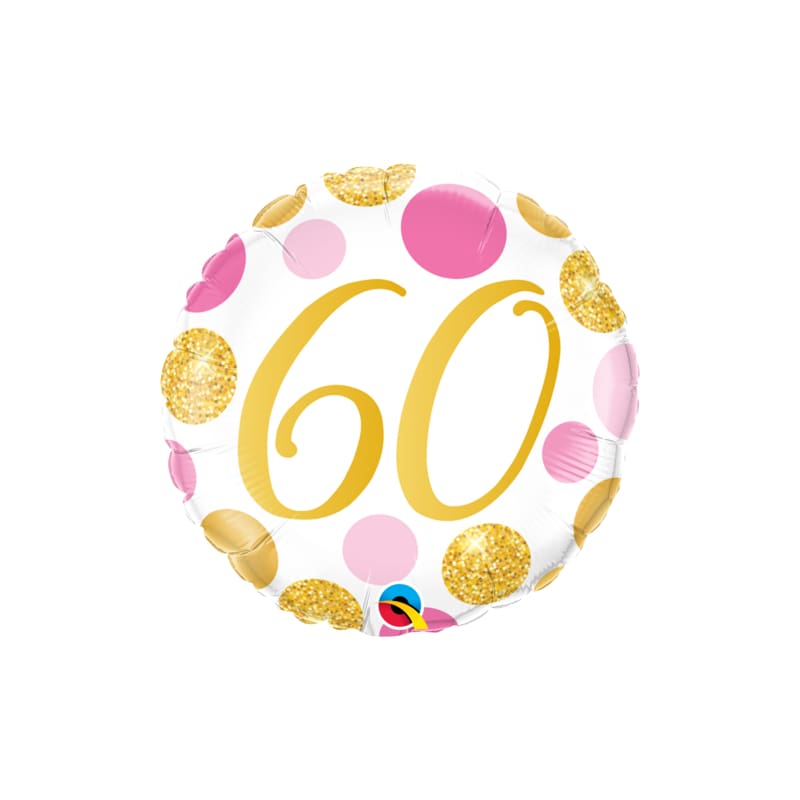 Foil 45cm 60 Pink & Gold Dots NLA