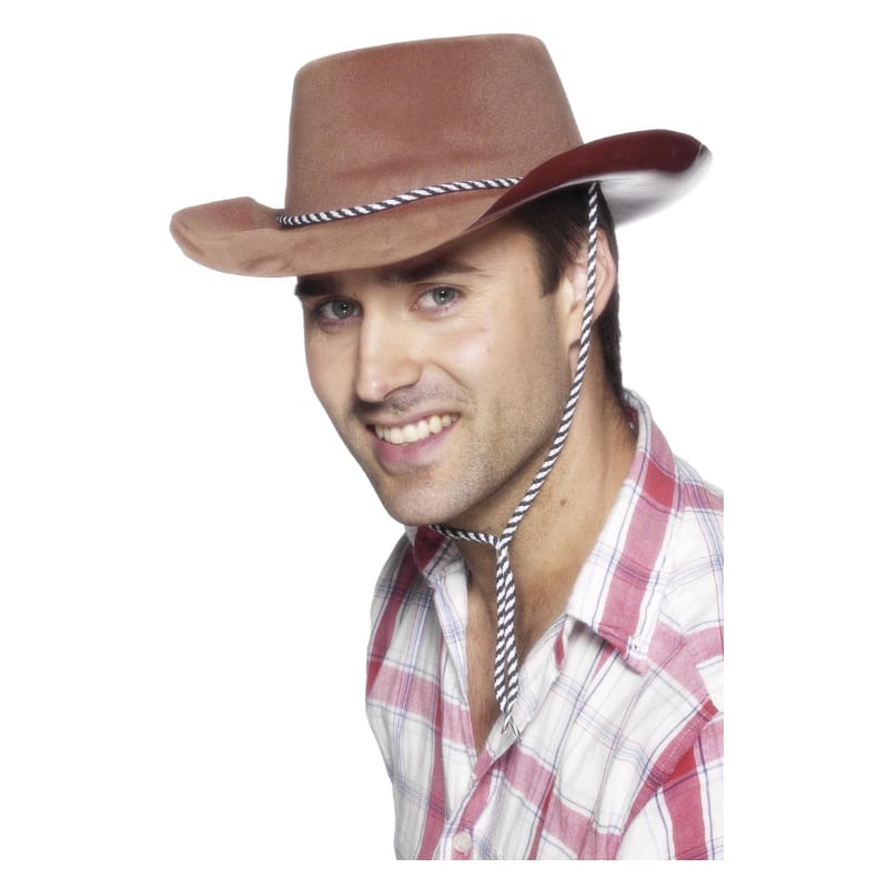 Hat Cowboy Brown Flocked Plastic