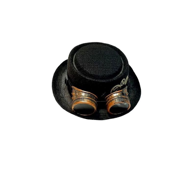 Hat Steampunk Black with Goggles Short