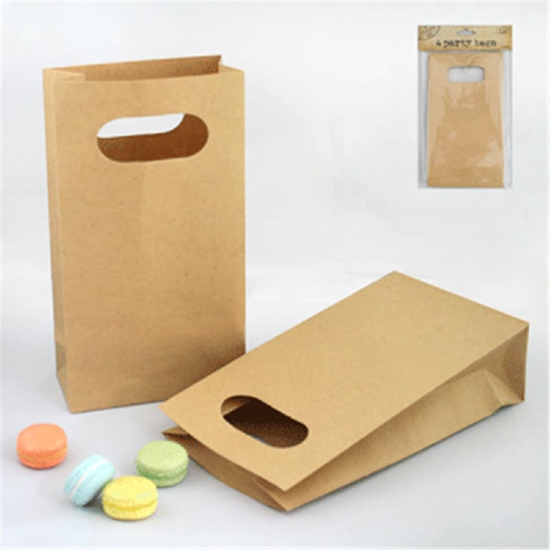 Paper Bags Kraft Handle Cutout Pk4