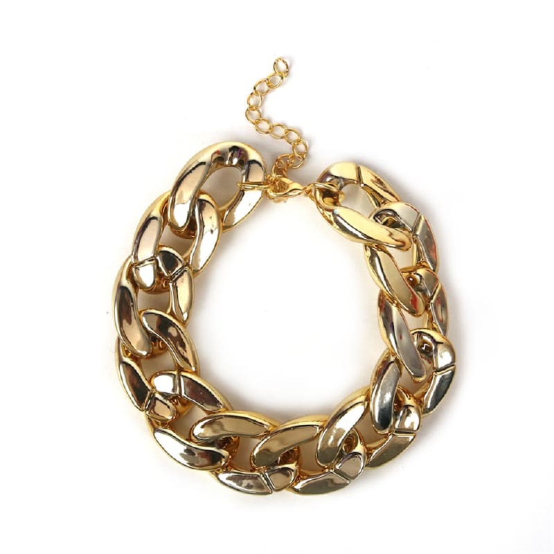 Bracelet Gold Chunky Big Links Adjustabl