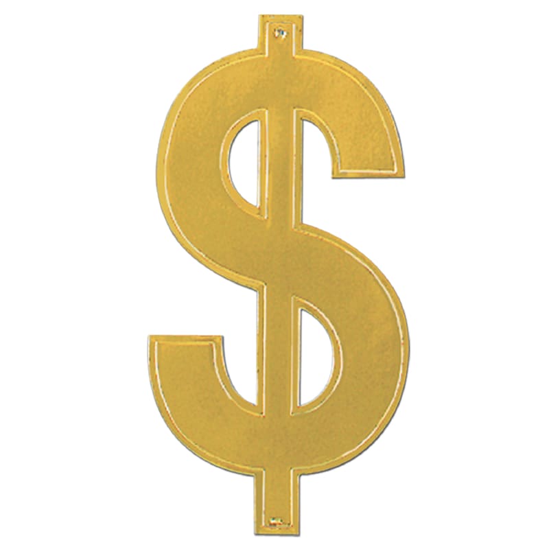 Cutout Cardboard Dollar Sign Gold 41cm