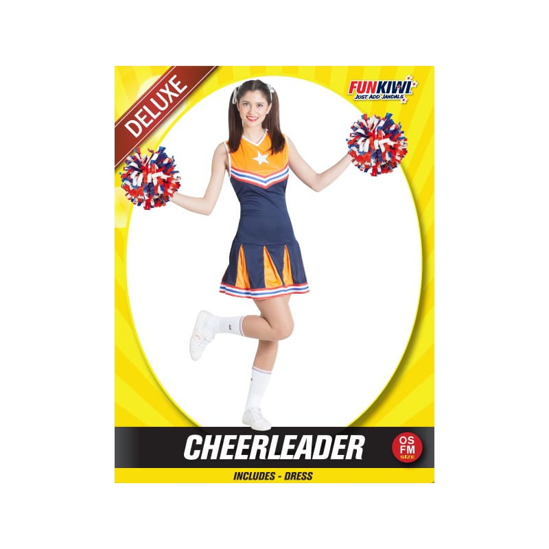 Costume Adult Cheerleader Orange Navy
