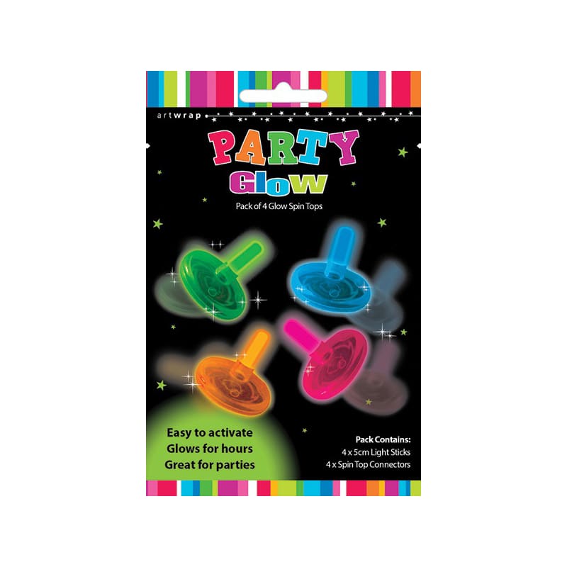 Glow Spin Tops Pk4