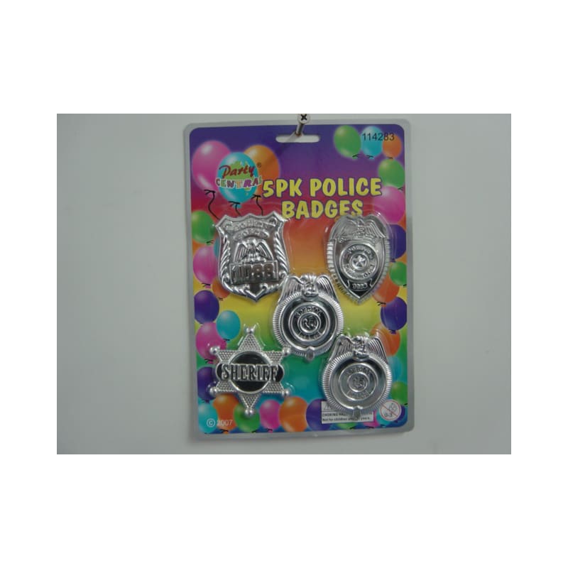 Police Sherrif Badges Plastic Assort Pk5
