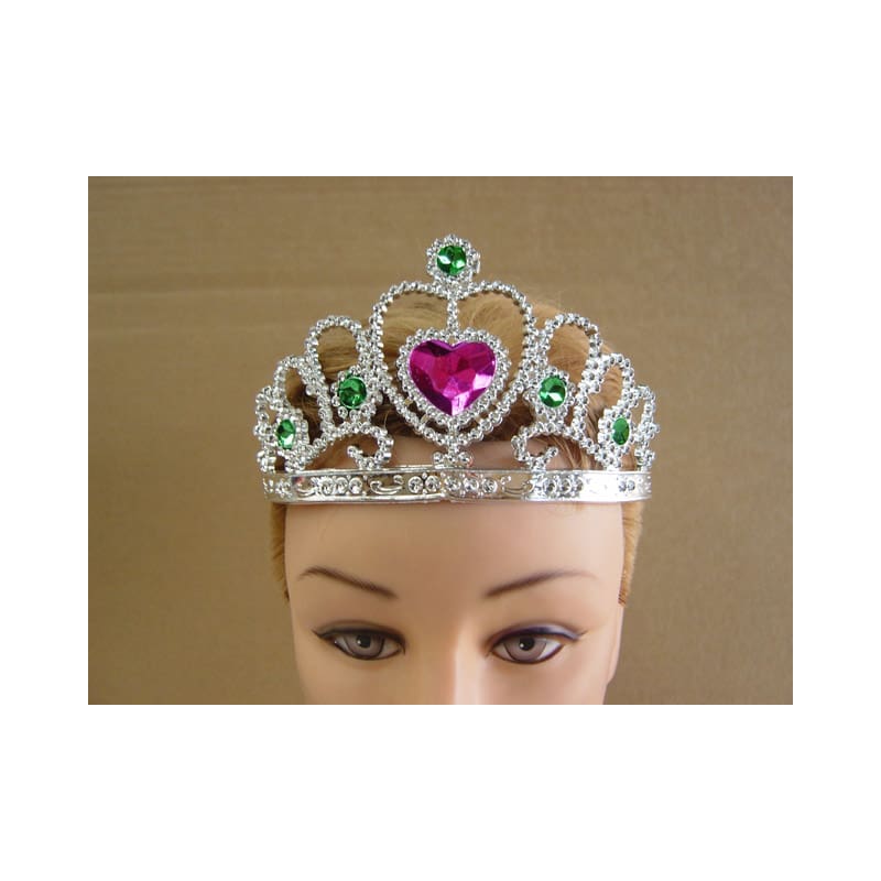 Tiara Pink Heart with Green Stones