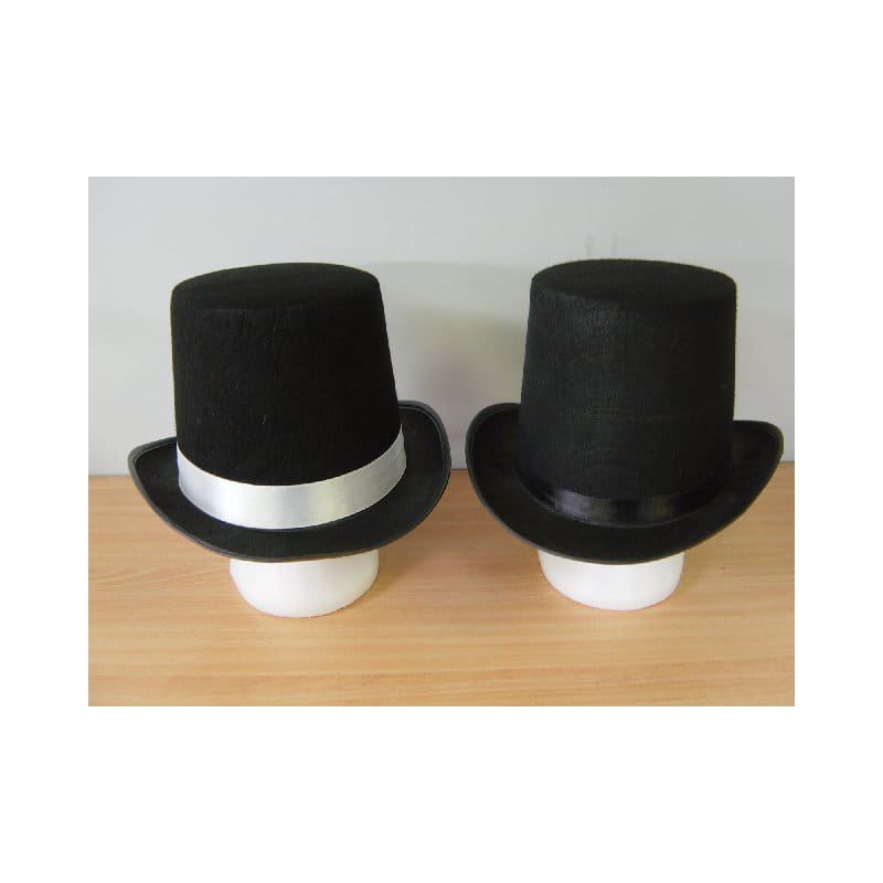 Top Hat Black Satin 15cm Tall