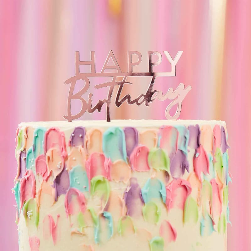 Cake Topper Acrylic Happy Birthday Pink