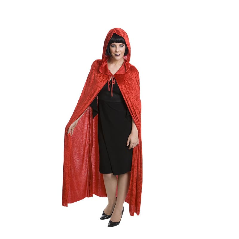 Cape Adult Velvet With Hood Red