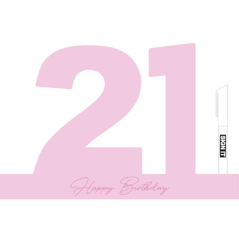 Signature Number 21st Fairy Floss Pink