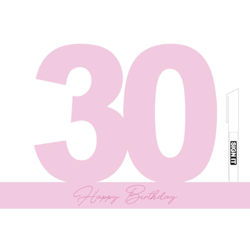 Signature Number 30th Fairy Floss Pink