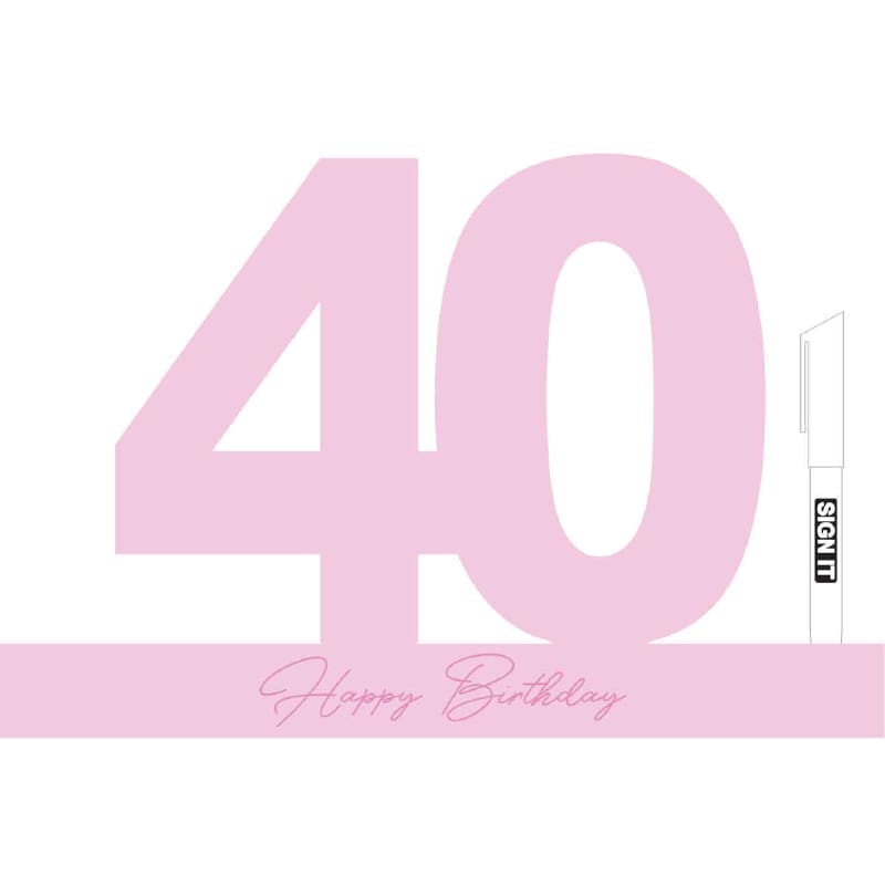 Signature Number 40th Fairy Floss Pink