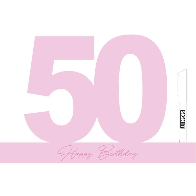 Signature Number 50th Fairy Floss Pink