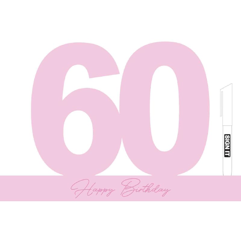 Signature Number 60th Fairy Floss Pink