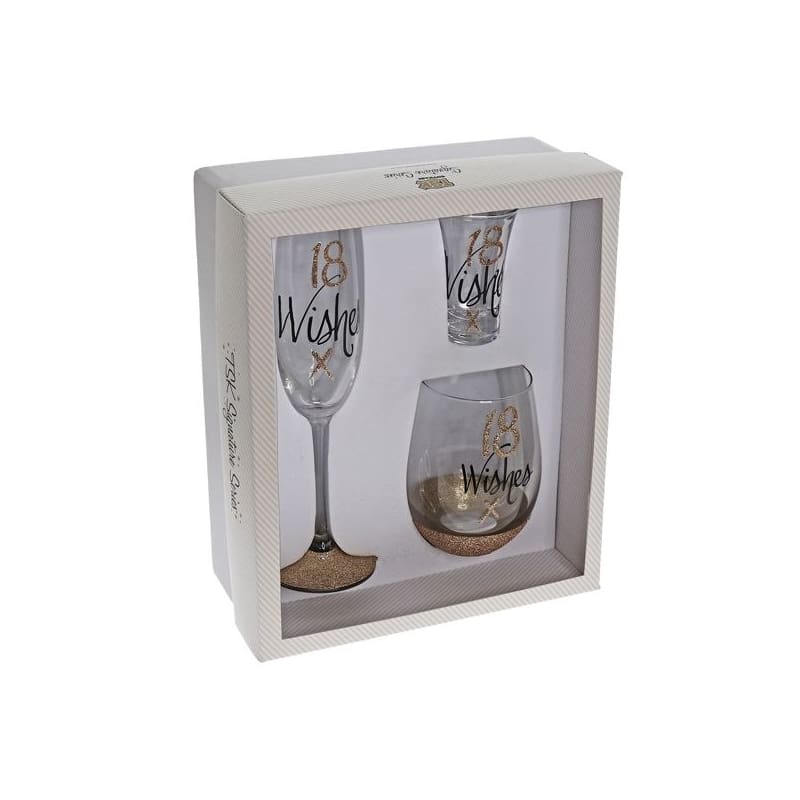 Glass Set 18 Wishes Rose Gold