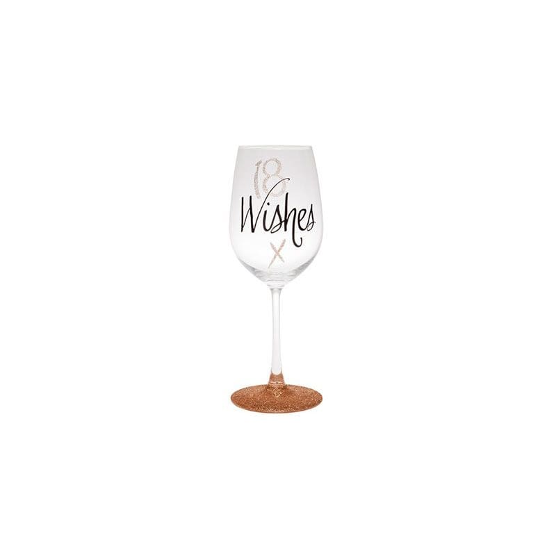 Wine Glass 18 Wishes Rose Gold