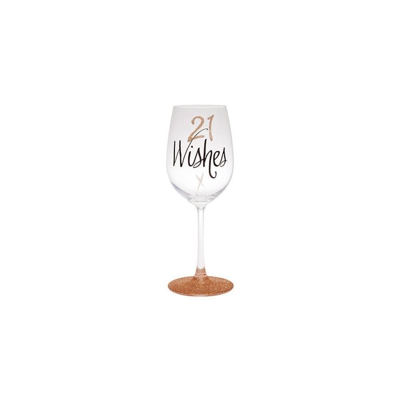 Wine Glass 21 Wishes Rose Gold