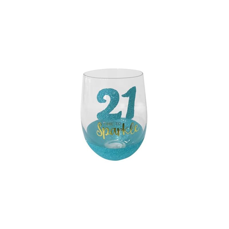 Wine Glass Stemless 21 Sparkle Mint