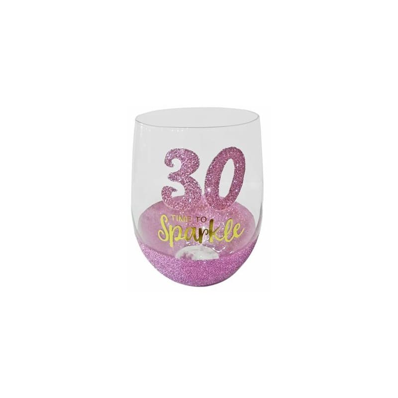 Wine Glass Stemless 30 Sparkle Pink