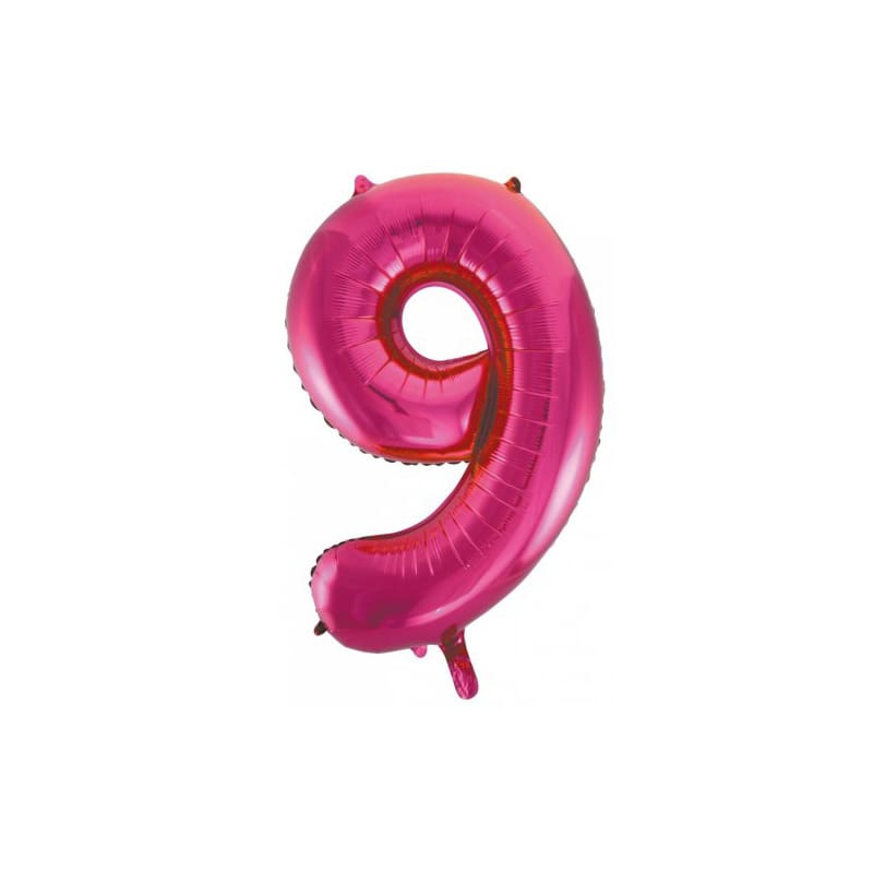 Foil Shape Number 9 Hot Pink 86cm