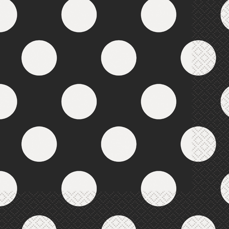 Napkins Lunch Dots Black Pk16 DNR