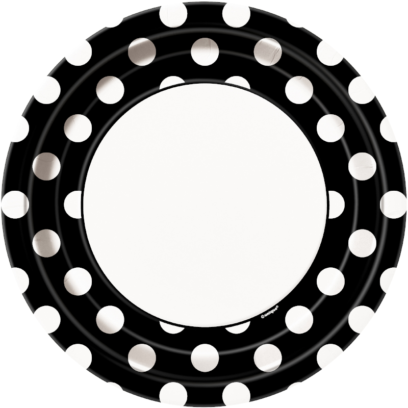 Plates 23cm Dots Black Pk8 DNR