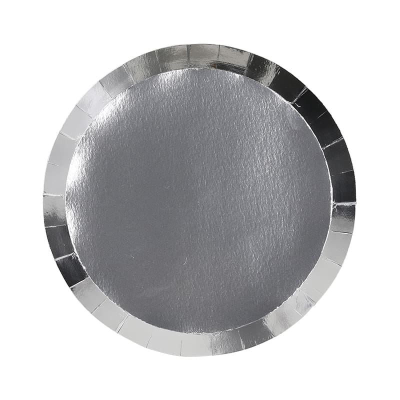 Plates Paper 180mm Metallic Silver Pk20