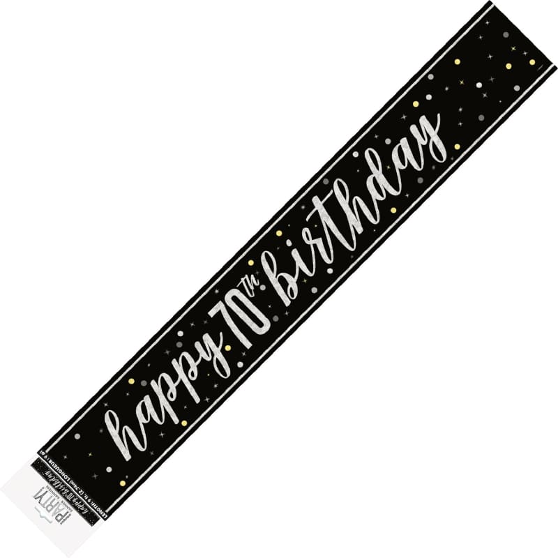 Foil Banner 70th Birthday Black 3.65m
