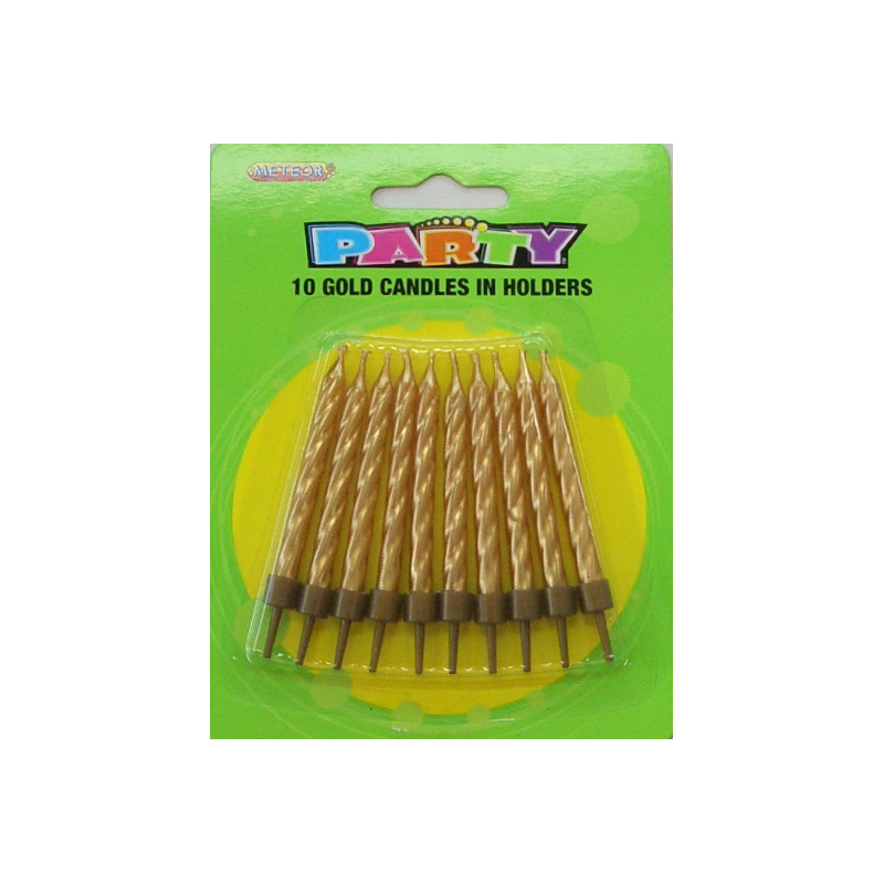 Candles Spiral Gold Pk10