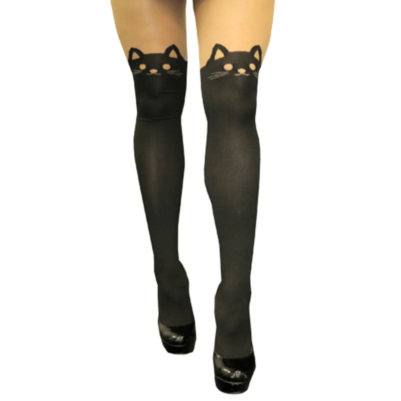 Tights Kitty Cat Black Thigh Highs