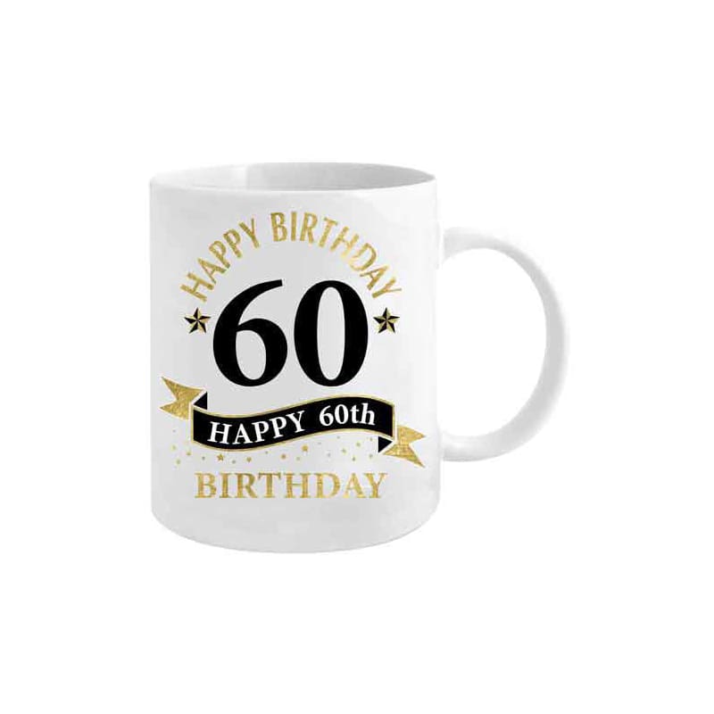 Coffee Cup 60th Birthday Gold Black