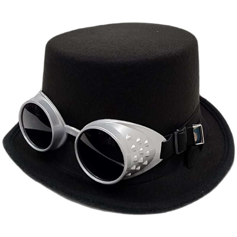Hat Steampunk Black with Goggles Short