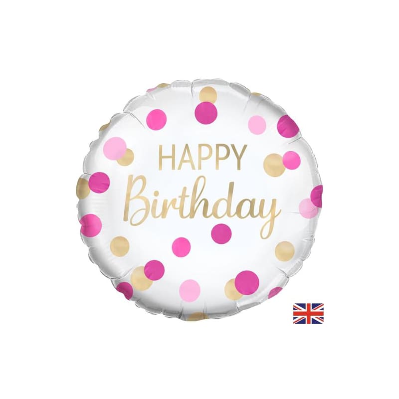Foil 45cm Happy Bday Pink Gold Confetti