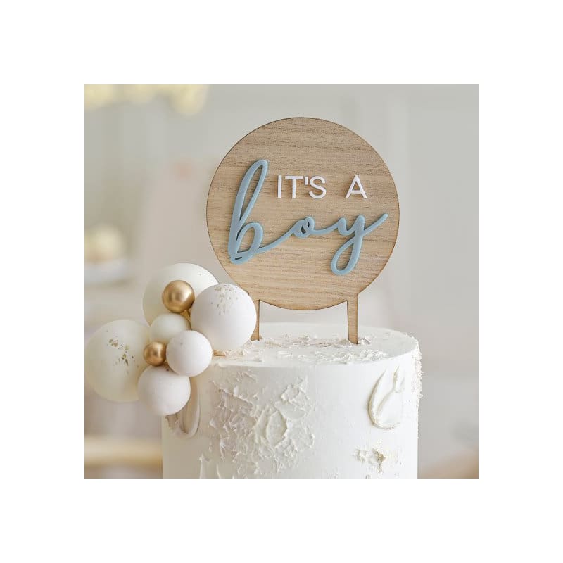 Cake Topper It's A Boy Wooden Teddy