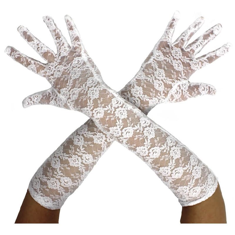 Gloves Long Lace White