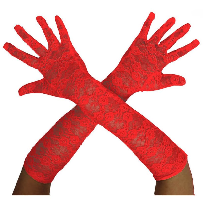 Gloves Long Lace Red