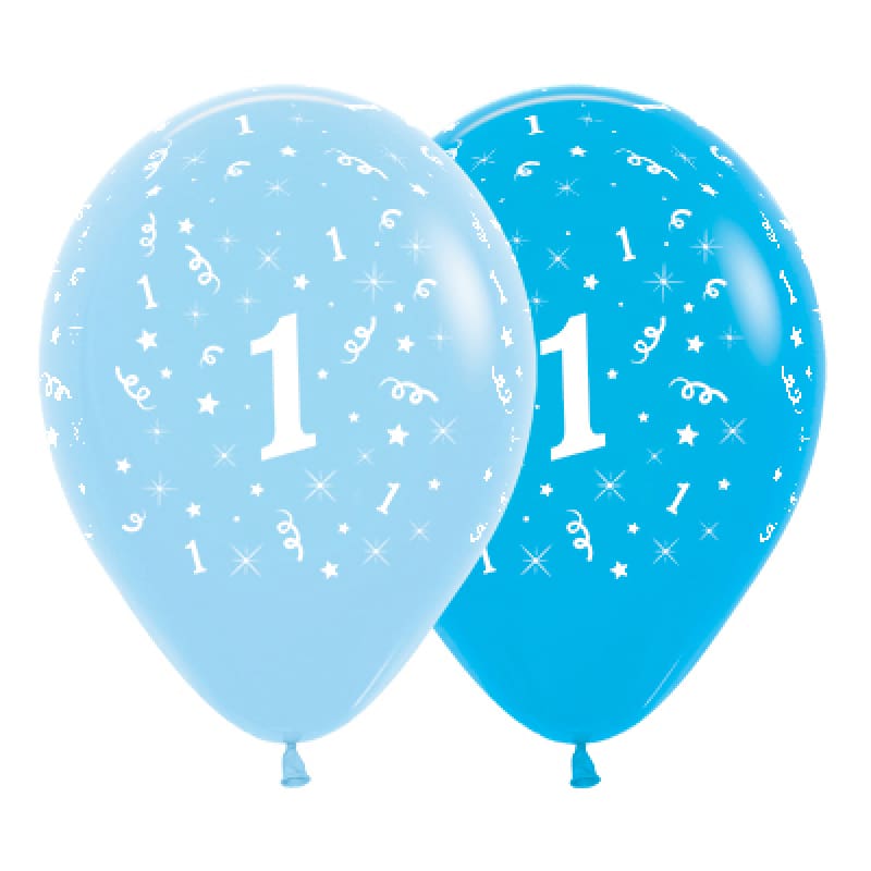 Balloons 30cm AOP 1 Blue Asst Pk6