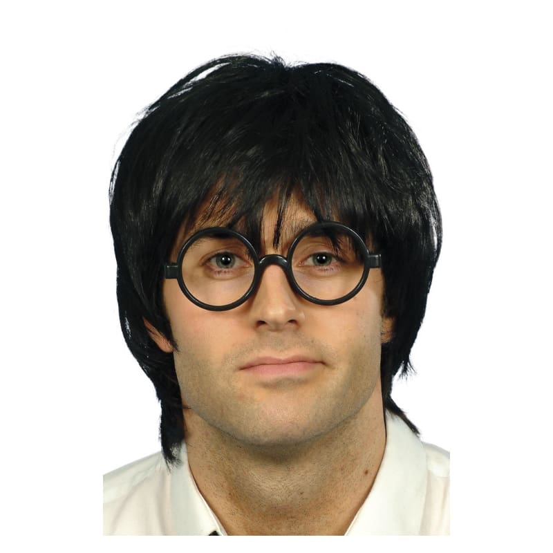 Wig School Boy Set Black with Glasses