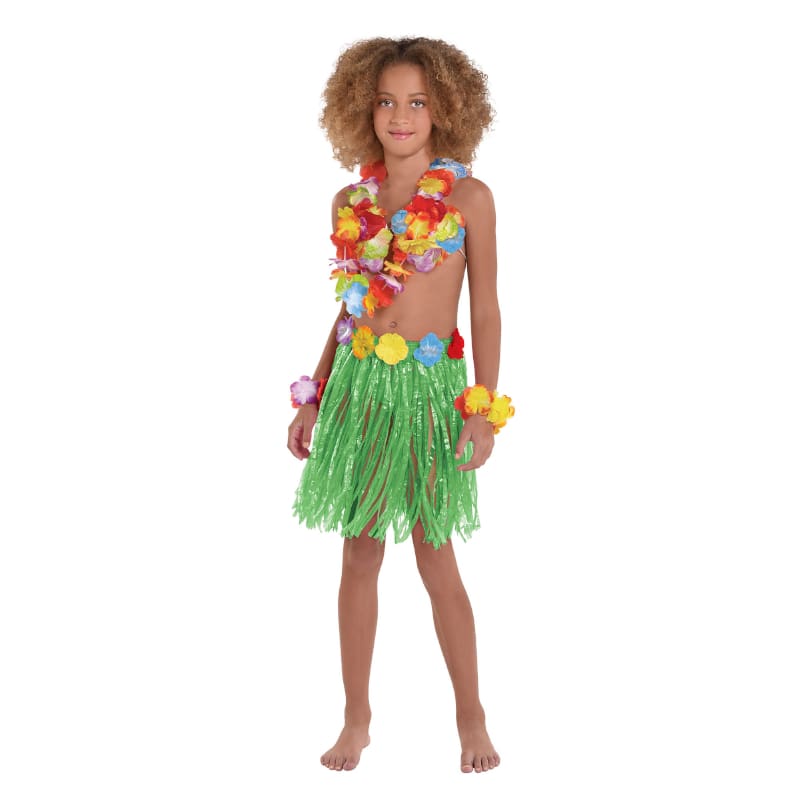 Luau Child Hula Skirt Lei Set Green DNR